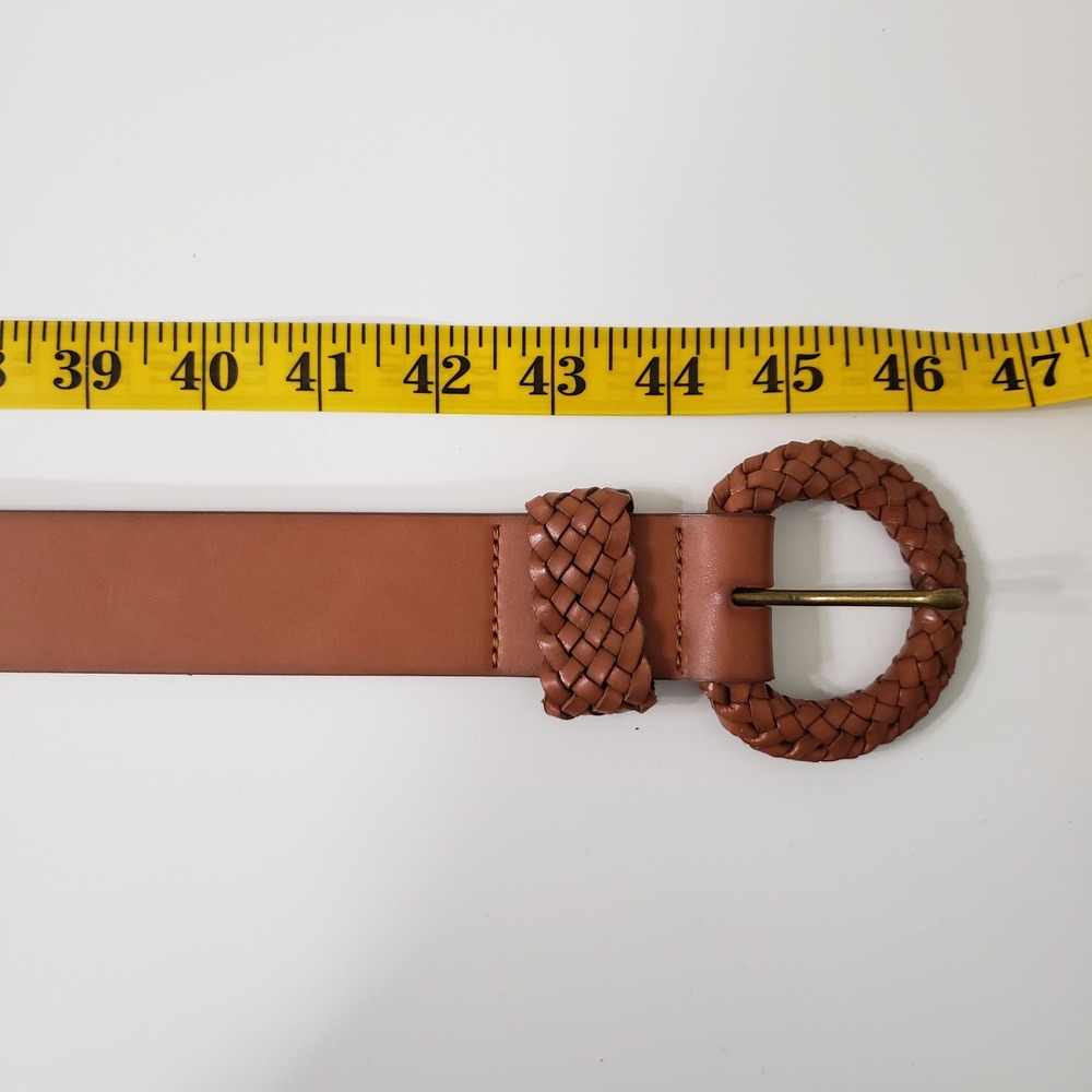 American Eagle Womens L Belt Cognac Brown Woven Round Buckle Boho RN54485